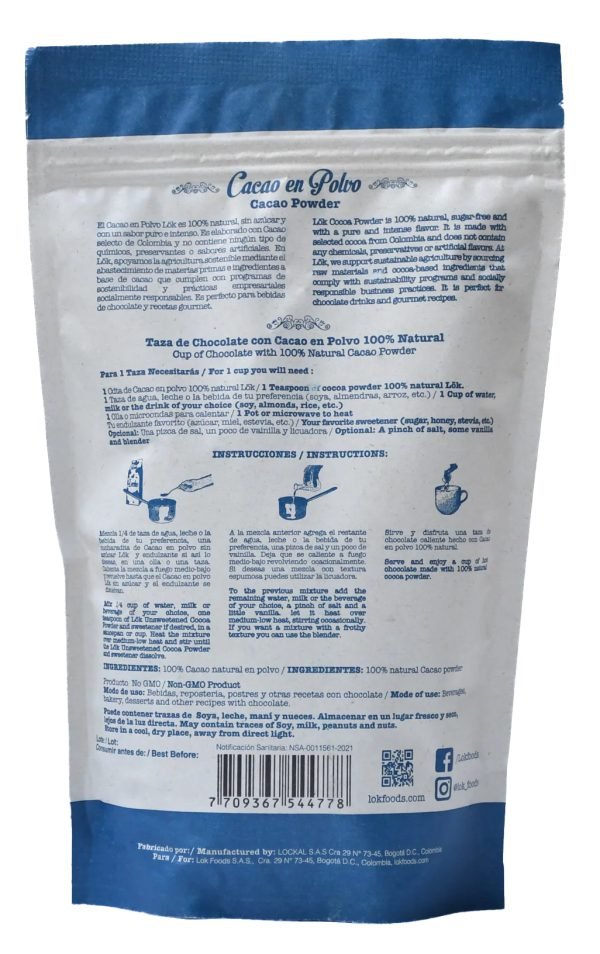 Cacao en polvo Lok 200 grs